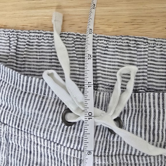 Athleta Linen Striped Wide Leg Pants Womens Size 14 Gray White Drawstring Casual - Picture 7 of 12